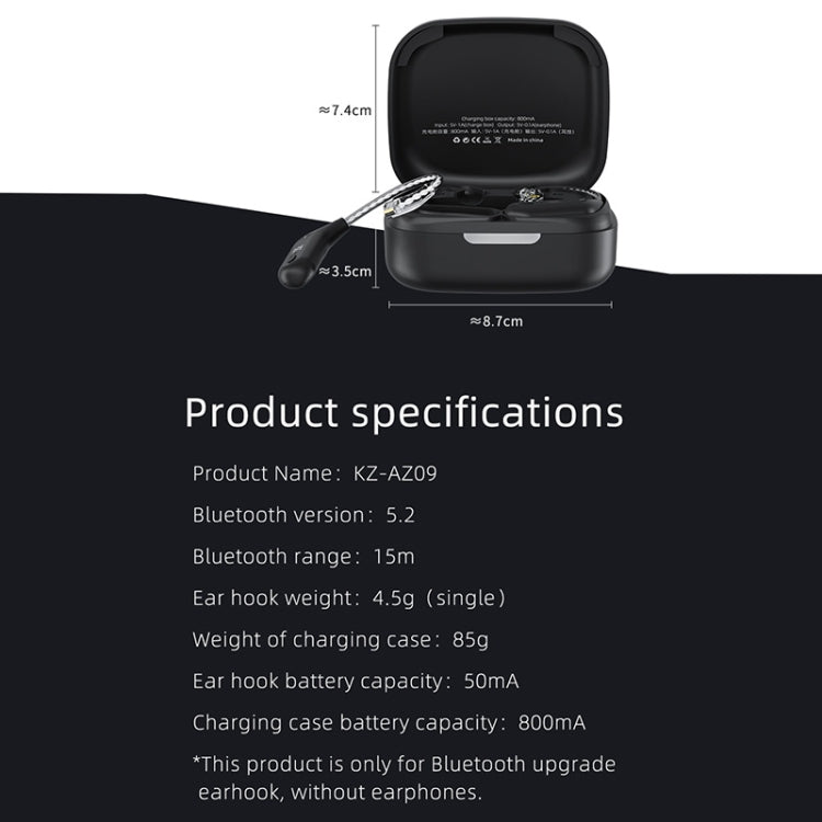 KZ AZ09 Bluetooth Earphone Ear Hook 5.2 Wireless Bluetooth Module Upgrade Cable, Style:C by KZ