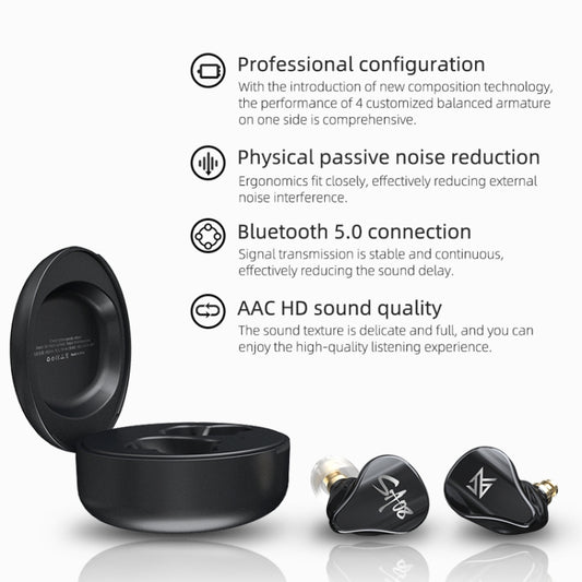 KZ SA08 Wireless Four-unit 5BA Balance Armature Bluetooth In-ear TWS Earphone(Black) by KZ