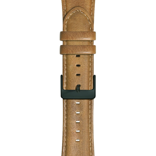 For Apple Watch Series 7 41mm / 6 & SE & 5 & 4 40mm / 3 & 2 & 1 38mm Oil Wax Genuine Leather Strap Watch Band(Yellow Brown) by buy2fix
