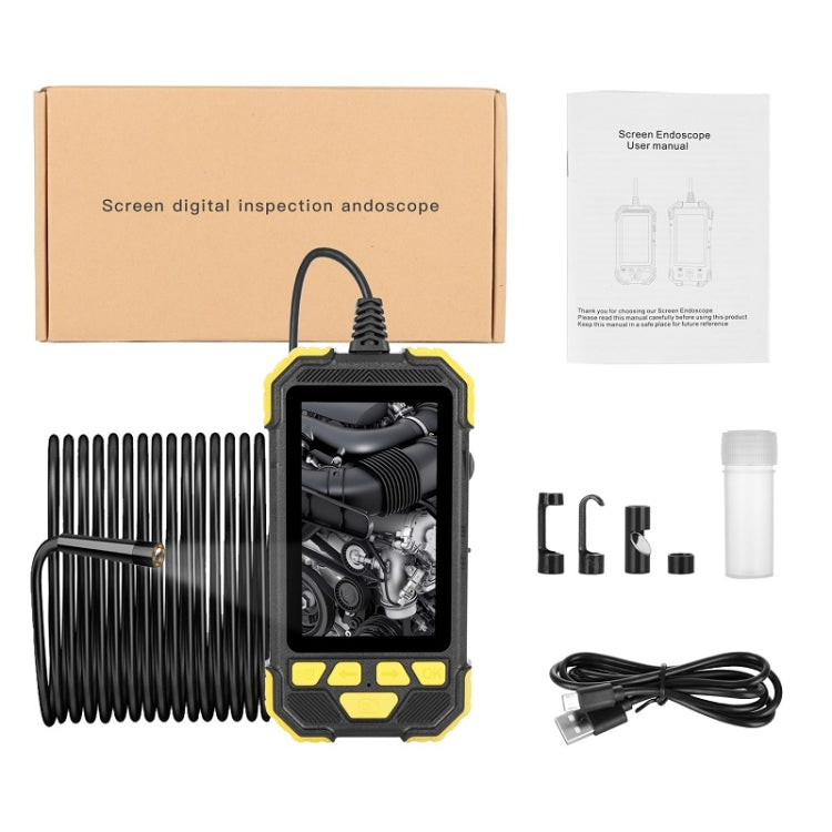 Y19 3.9mm Single Lens Hand-held Hard-wire Endoscope with 4.3-inch IPS Color LCD Screen, Cable Length:3.5m(Yellow) by buy2fix