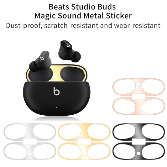 For Beats Studio Buds Wireless Bluetooth Earphone Magic Sound Metal Protective Sticker(Silver) by buy2fix