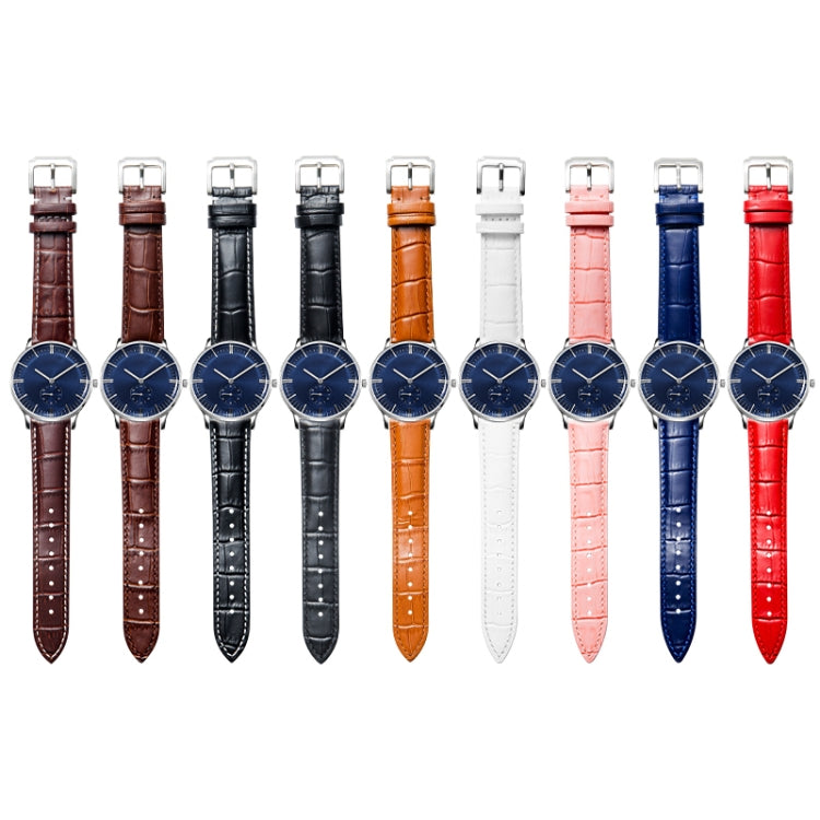 18mm Calf Leather Watch Band(Blue) by buy2fix