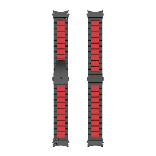 For Samsung Galaxy Watch4 / Watch4 Classic Three Strains Steel Watch Band(Black Red) by buy2fix