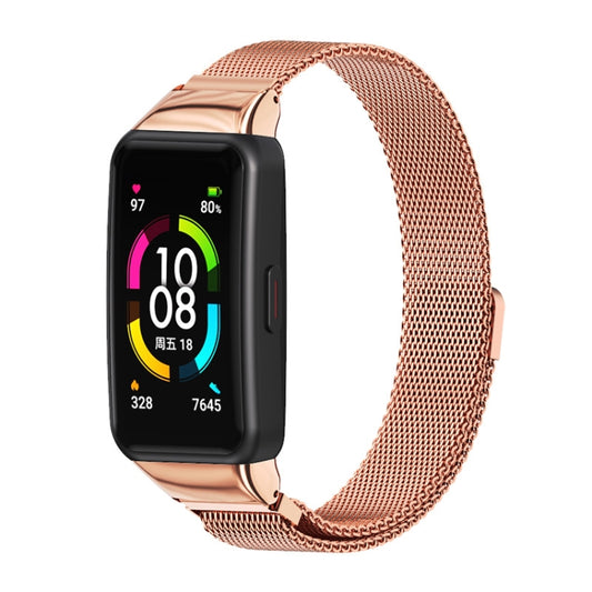 For Huawei Band 6 / Honor Band 6 / 7 MIJOBS Milan Stainless Steel Magnetic Watch Band(Rose Gold) by MIJOBS