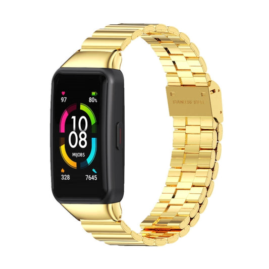 For Huawei Band 6 / Honor Band 6 / 7 MIJOBS Bamboo Joint Stainless Steel Metal Buckle Watch Band(Gold) by MIJOBS