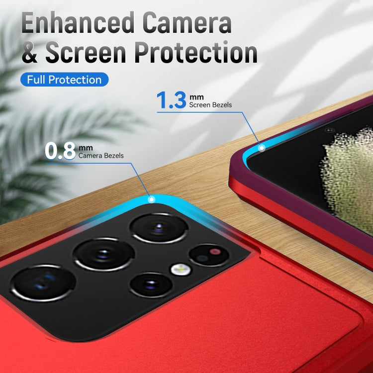 For Samsung Galay S21 Ultra 5G Pioneer Armor Heavy Duty PC + TPU Shockproof Case(Red) by buy2fix