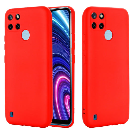 For OPPO Realme C21Y Foreign Version Solid Color Liquid Silicone Dropproof Full Coverage Protective Case(Red) by buy2fix