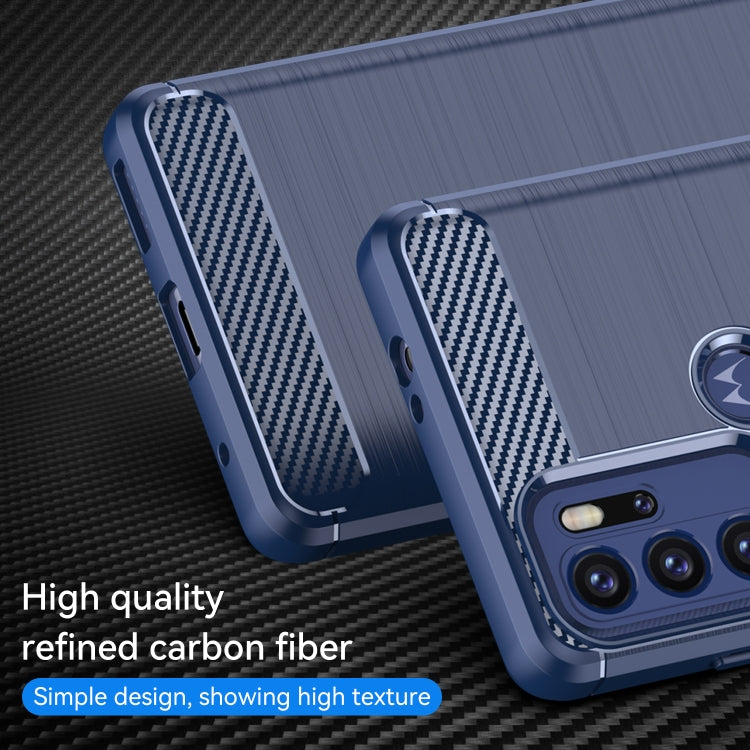 For Motorola Moto G60S Brushed Texture Carbon Fiber TPU Case(Navy Blue) by buy2fix
