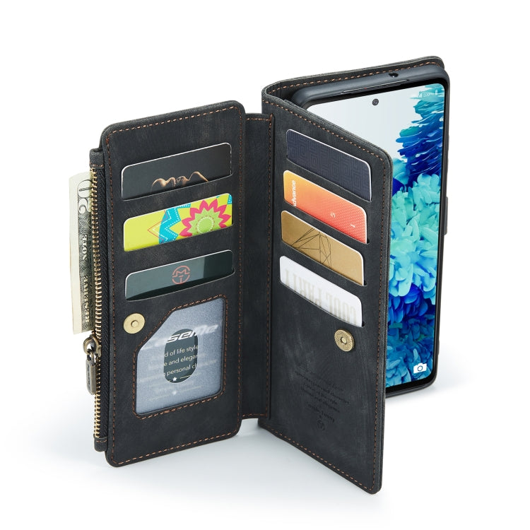 For Samsung Galaxy S20 FE CaseMe-C30 PU + TPU Multifunctional Horizontal Flip Leather Case with Holder & Card Slot & Wallet & Zipper Pocket(Black) by CaseMe