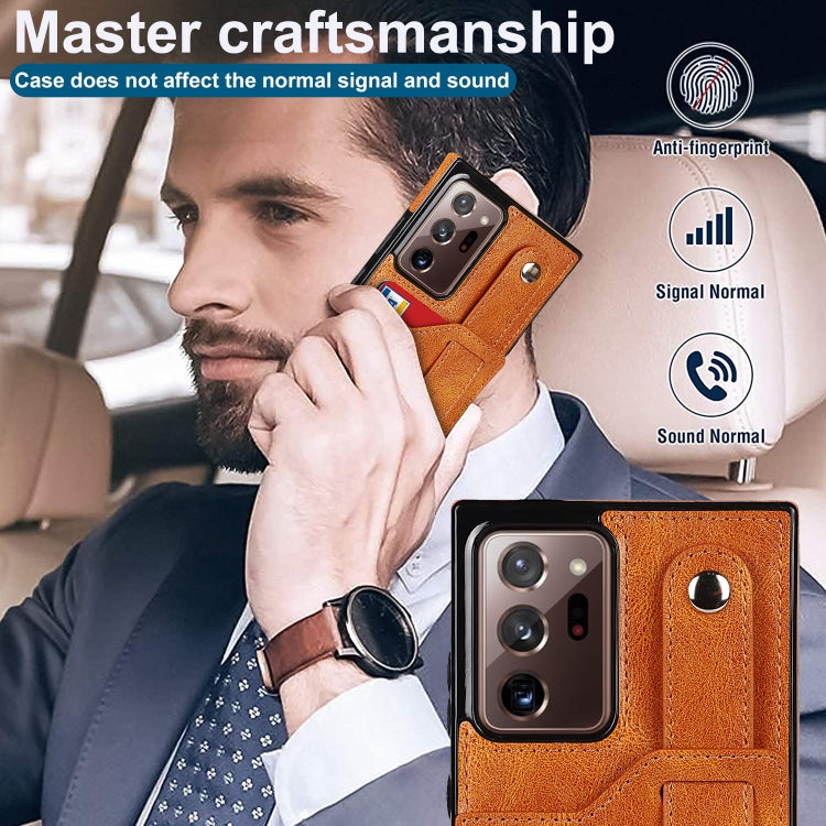 For Samsung Galaxy Note20 Ultra Crazy Horse Texture Shockproof TPU + PU Leather Case with Card Slot & Wrist Strap Holder(Yellow) by buy2fix