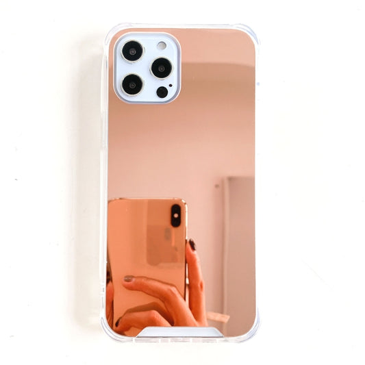 For iPhone 13 Pro Max TPU + Acrylic Four Drop Luxury Plating Mirror Phone Case Cover (Rose Gold) by buy2fix