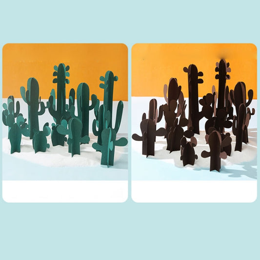 12 in 1 Miniature Beach Paper Cut Cactus Sandy Beach Landscape Decoration Photography Props(Green) by buy2fix