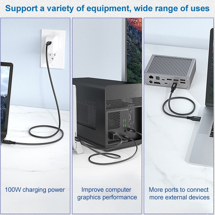 100W USB-C / Type-C 4.0 Male to USB-C / Type-C 4.0 Male Full-function Data Cable for Thunderbolt 3, Cable Length:0.8m by buy2fix