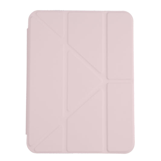 For iPad mini 2024 / mini 6 Deformation Transparent Acrylic Horizontal Flip PU Leather Tablet Case with Multi-folding Holder & Sleep / Wake-up Function & Pen Slot(Pink) by buy2fix