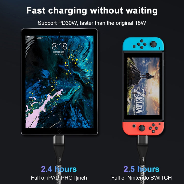 ADC-004 USB-C / Type-C to USB-C / Type-C PD Fast Charging Weave Data Cable, Length:1m(Silver) by buy2fix