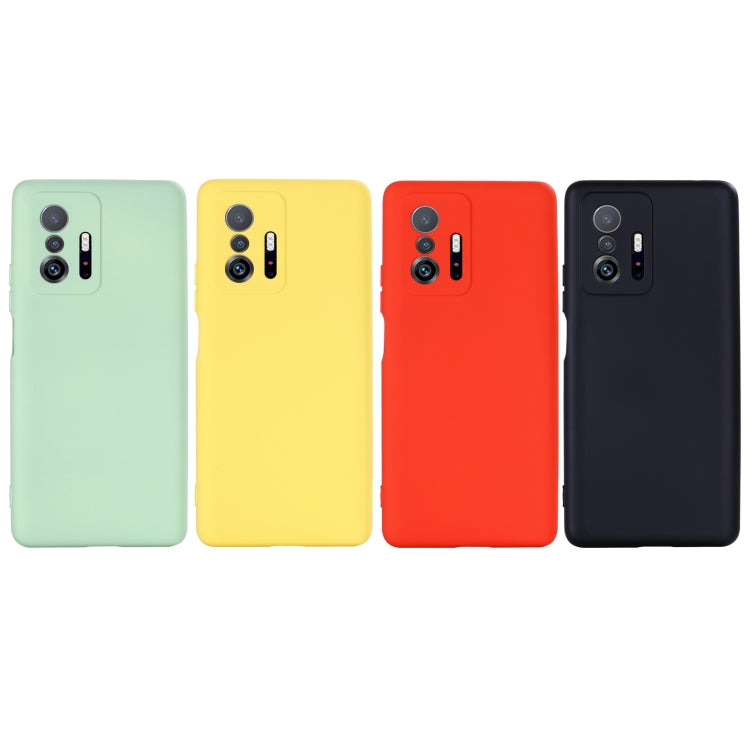 For Xiaomi 11T 5G Solid Color Liquid Silicone Dropproof Full Coverage Protective Case(Black) by buy2fix