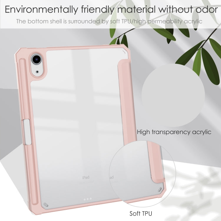For iPad mini 6 / mini 2024 Tri-folding Acrylic TPU Smart Leather Tablet Case with Holder & Pen Slot(Rose Gold) by buy2fix