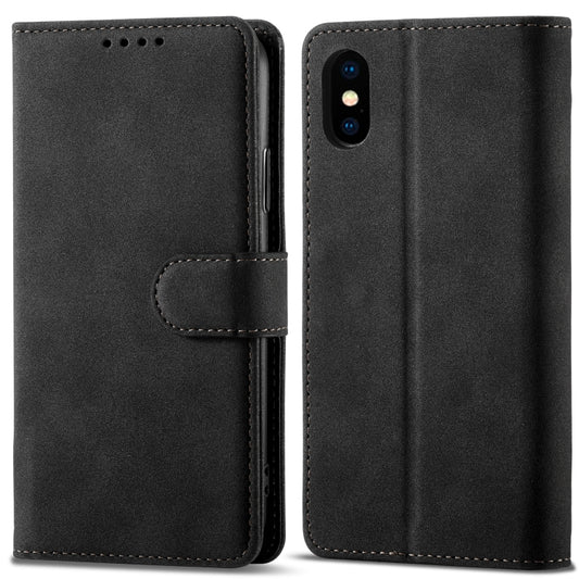 For iPhone X / XS Frosted Anti-theft Brush Horizontal Flip Leather Case with Holder & Card Slots & Wallet(Black) - More iPhone Cases by buy2fix | Online Shopping UK | buy2fix