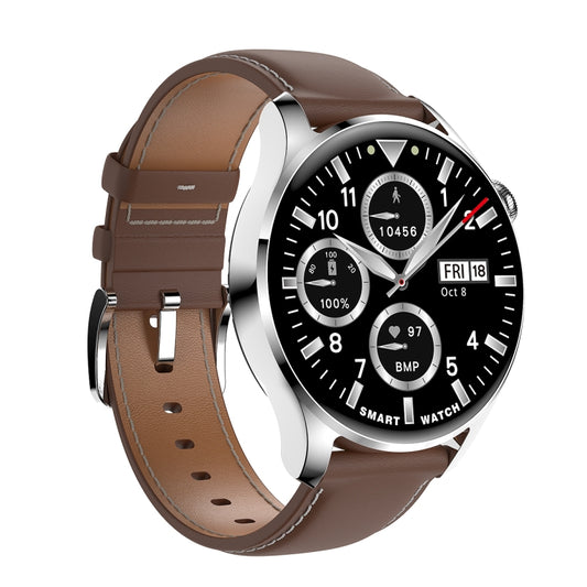 M103 1.35 inch IPS Color Screen IP67 Waterproof Smart Watch, Support Sleep Monitoring / Heart Rate Monitoring / Bluetooth Call / Music Playback, Style: Leather Strap(Brown) by buy2fix