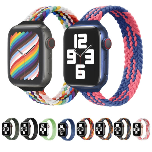 Small Waist Single Loop Nylon Braid Watch Band For Apple Watch Series 9&8&7 41mm / SE 3&SE 2&6&SE&5&4 40mm / 3&2&1 38mm, Size: XS 130mm(Z Pattern-Blue Pink) by buy2fix