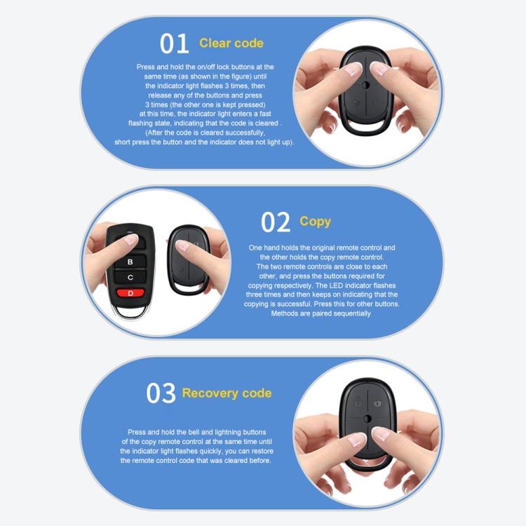 AK-K2000812 4-button Copy Style Electric Barrier Garage Door Battery Car Key Remote Controller, Frequency:433MHZ(Black) by buy2fix