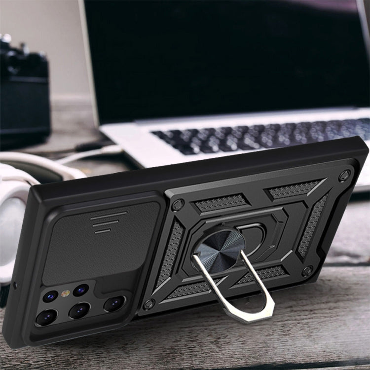 For Samaung Galaxy S22 Ultra 5G Sliding Camera Cover Design TPU+PC Protective Case(Blue) by buy2fix