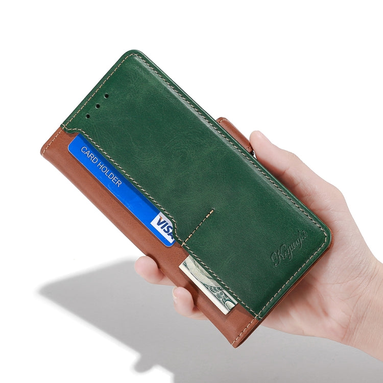 For Samsung Galaxy S22+ 5G Retro Texture Contrast Color Side Buckle Horizontal Flip Leather Case with Holder & Card Slots & Wallet(Light Brown + Green) by buy2fix