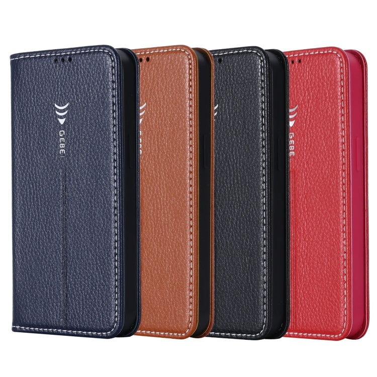 For iPhone 13 GEBEI PU+TPU Horizontal Flip Protective Case with Holder & Card Slots(Brown) by GEBEI