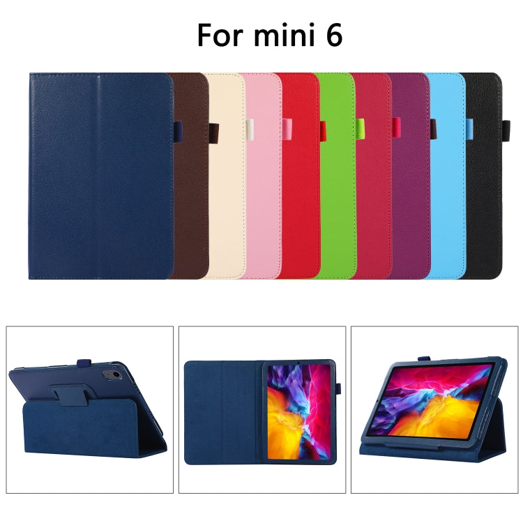 For iPad mini 6 / mini 2024 Litchi Texture Horizontal Flip PU Leather Tablet Case with Holder(Purple) by buy2fix