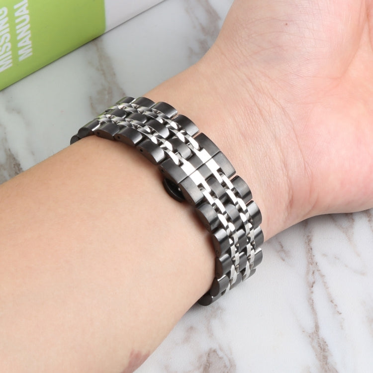 For Samsung Galaxy Watch4 40mm/44mm Seven-bead Stainless Steel Watch Band(Black Silver) by buy2fix