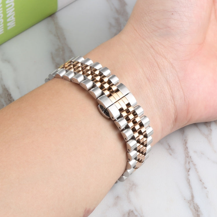 For Samsung Galaxy Watch4 40mm/44mm Five-bead Stainless Steel Watch Band(Silver Rose Gold) by buy2fix