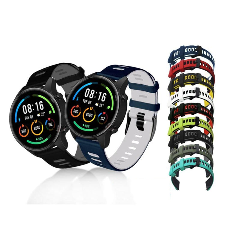 22mm Universal Double Color Silicone Watch Band(White Black) by buy2fix