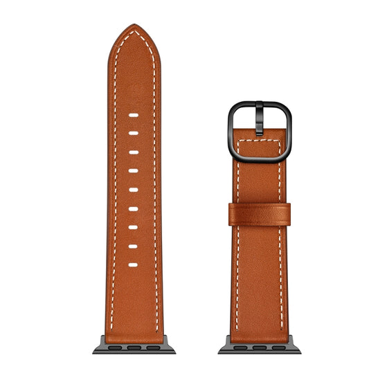 Leather Watch Band For Apple Watch Ultra 49mm&Watch Ultra 2 49mm / Series 9&8&7 45mm / SE 3&SE 2&6&SE&5&4 44mm / 3&2&1 42mm(Brown) by buy2fix