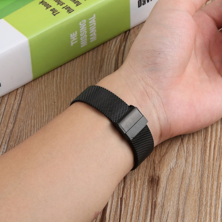 For Fitbit Charge 4 Double Insurance Buckle Milanese Watch Band(Black) by buy2fix