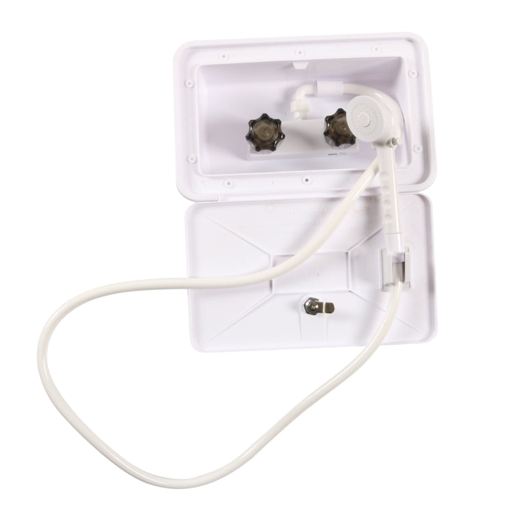 A6622-01 White RV External Shower Box Head with Hose by buy2fix
