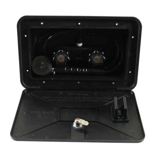 A6622-02 Black RV External Shower Box Head with Hose by buy2fix