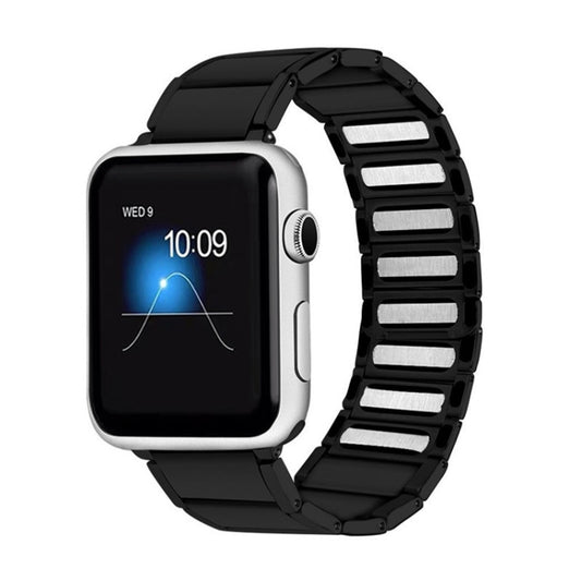 Bamboo Joint Magnetic Steel Watch Band For Apple Watch Ultra 49mm&Watch Ultra 2 49mm / Series 9&8&7 45mm / SE 3&SE 2&6&SE&5&4 44mm / 3&2&1 42mm(Black) by buy2fix