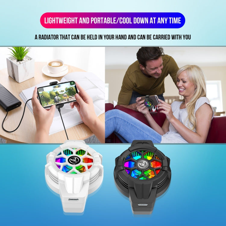 HXSJ P10 Portable Gaming Mobile Phone Radiator Holder with Rainbow Backlight(White) by HXSJ