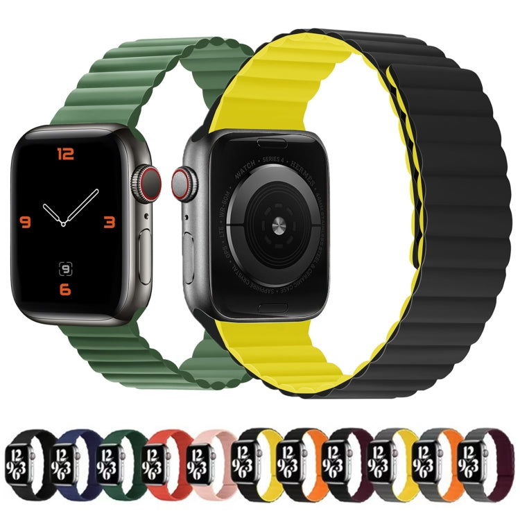 Silicone Magnetic Integrated Short Strap Watch Band For Apple Watch Series 8&7 45mm / SE 2&6&SE&5&4 44mm / 3&2&1 42mm(Grey Yellow) by buy2fix
