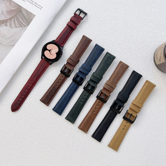 20mm Crazy Horse Texture Frosted Leather Strap Watch Band(Dark Brown) by buy2fix