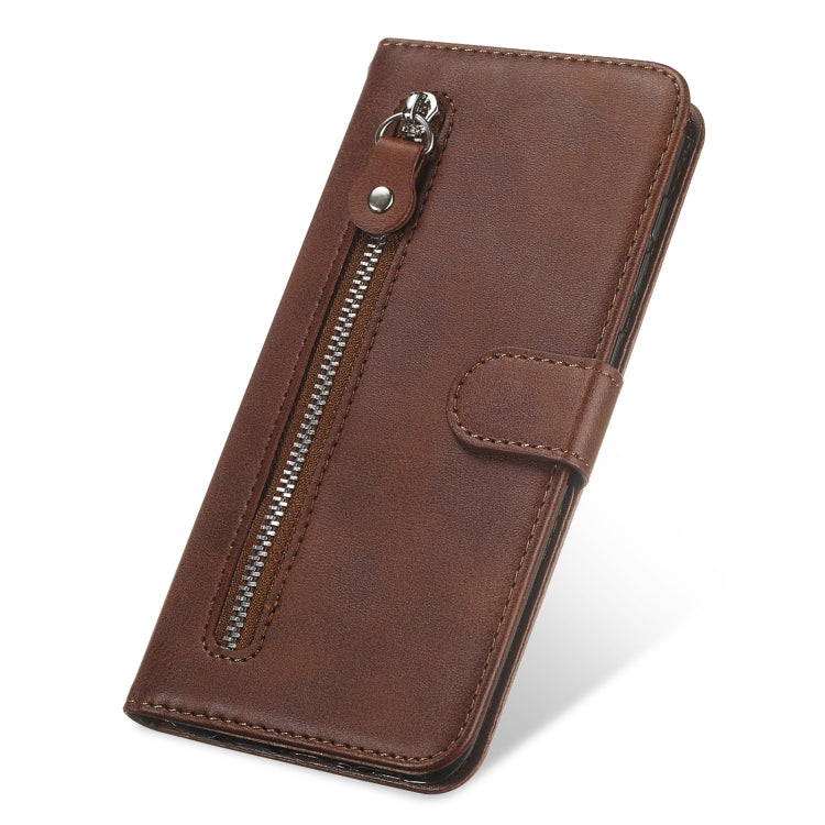 For Huawei nova 9 / Honor 50 5G Calf Texture Zipper Horizontal Flip Leather Phone Case(Brown) by buy2fix