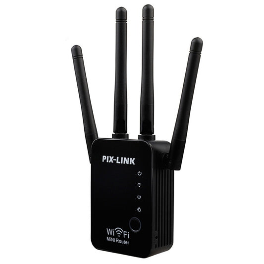 Wireless Smart WiFi Router Repeater with 4 WiFi Antennas, Plug Specification:UK Plug(Black) by buy2fix
