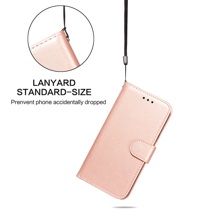 For Samsung Galaxy S22 5G Solid Color Leather Phone Case with Holder & Card Slots & Wallet & Lanyard(Rose Gold) by buy2fix