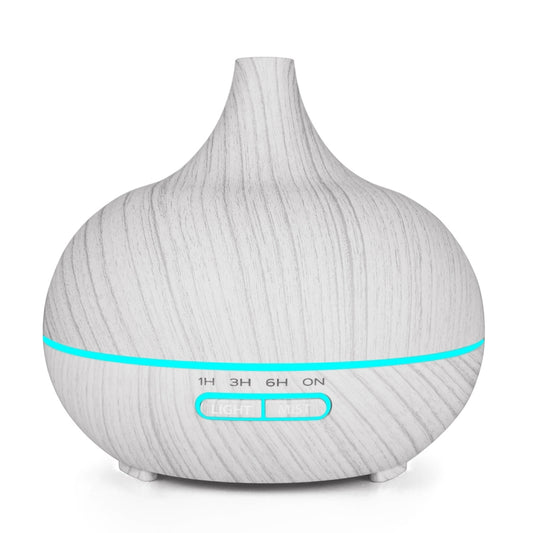 USB 400ml Wood Texture Fragrance Machine Pointed Mouth Humidifier Automatic Alcohol Sprayer with Colorful LED Light & Remote Control(White) by buy2fix