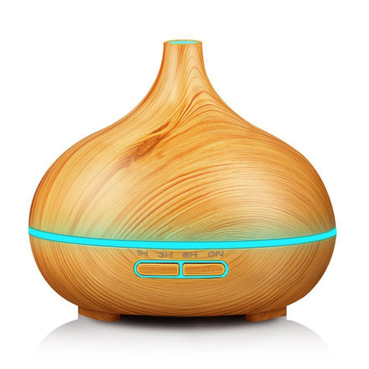 USB 400ml Wood Texture Fragrance Machine Pointed Mouth Humidifier Automatic Alcohol Sprayer with Colorful LED Light & Remote Control(Khaki) by buy2fix