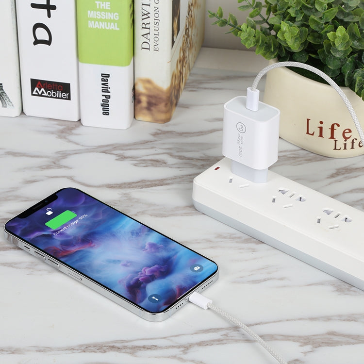 SDC-20W PD USB-C / Type-C Travel Charger + 1m 12W USB-C / Type-C to 8 Pin Data Cable Set, EU Plug(White) by buy2fix