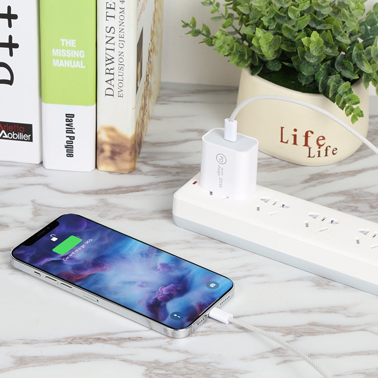 SDC-20W PD USB-C / Type-C Travel Charger + 1m 12W USB-C / Type-C to 8 Pin Data Cable Set, US Plug(White) by buy2fix