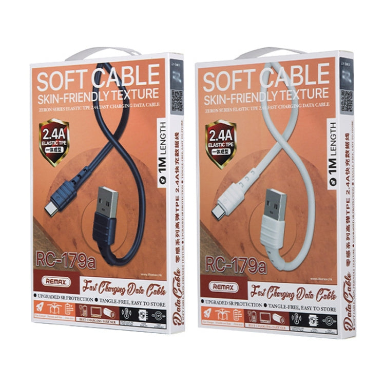 REMAX RC-179a 2.4A Type-C / USB-C High Elastic TPE Fast Charging Data Cable, Length: 1m(Blue) by REMAX