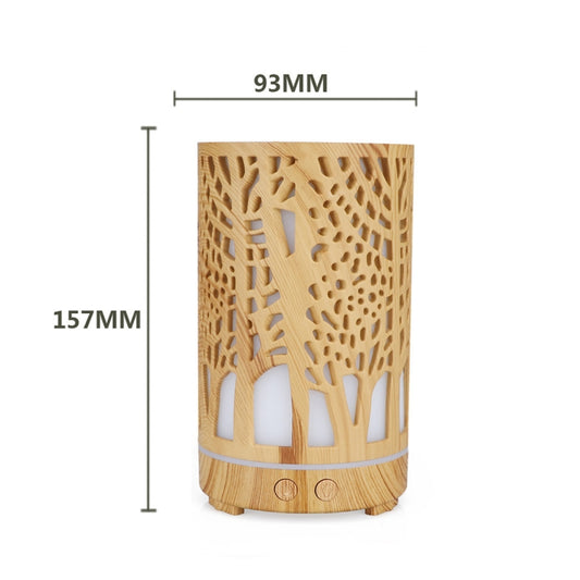 USB 200ml Hollow-out Forest Pattern Wooden Essential Oil Aromatherapy Machine Ultrasonic Humidifier Automatic Alcohol Sprayer(Light Brown-3) by buy2fix