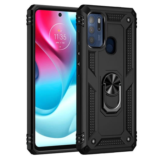 For Motorola Moto G60s Shockproof TPU + PC Phone Case with 360 Degree Rotating Holder(Black) by buy2fix